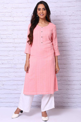RANGRITI Women Dyed/Ombre Straight Kurta(Red)