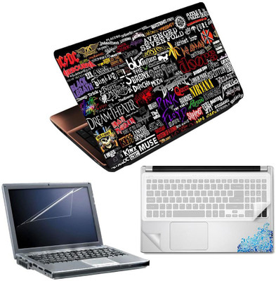 FineArts Band Names 4 in 1 Laptop Skin Pack with Screen Guard, Key Protector and Palmrest Skin Combo Set(Multicolor)