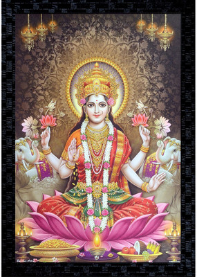 Janki God Laxmi Mataji Wall Painting with frame for home décor item Canvas 14 inch x 20 inch Painting(With Frame)