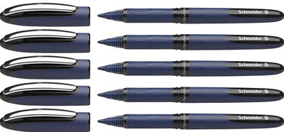 schneider Business Roller ball Pen, 0.6mm, Black, Roller Ball Pen(Pack of 5, Ink Color - Black)