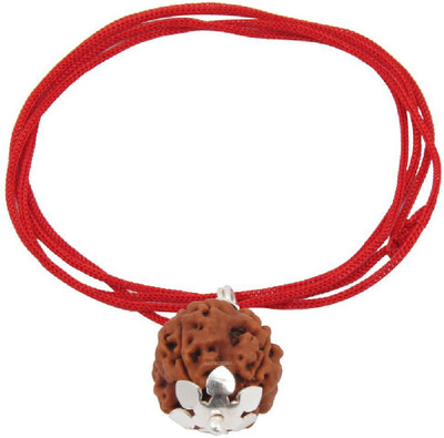 3SIX5 Four Face Rudraksha/ 4 Mukhi Rudraksha / 4 Face Rudraksha Silver Pendant With Lab Certificate Silver Wood Pendant