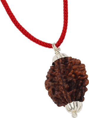 3SIX5 2 Mukhi Rudraksha 2 Face Rudraksh Pendant Silver Coated With Lab Certificate Wood Pendant