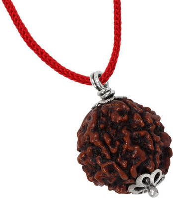3SIX5 Five Face Rudraksha/ 5 Mukhi Rudraksha / 5 Face Rudraksha Silver Pendant With Lab Certificate Silver Wood Pendant