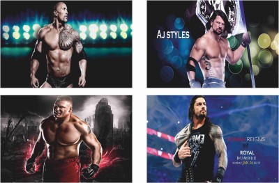 WWE Combo Poster Set of 4 Posters With Gloss Lamination M14 Paper Print(12 inch X 18 inch, Rolled)