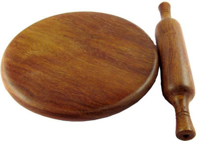 Areesha Sales Wooden Chakla Belan Rolling Pin & Board(Brown, Pack of 2)