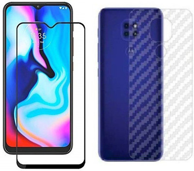 NEMIZI Front and Back Tempered Glass for Motorola E7 plus(Pack of 2)