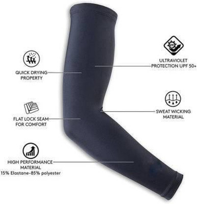 Adnate Cotton, Nylon Arm Sleeve For Men & Women(Free, Black)