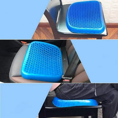 PRATYANG Gel Egg Soft Sitter Cushion with Chair Back Rest Car pad Back Support Back / Lumbar Support(Blue)