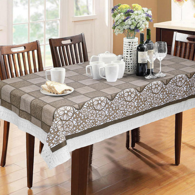 DPA Collection Checkered 6 Seater Table Cover(Multicolor, PVC)