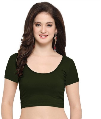 THE BLAZZE Casual Short Sleeve Solid Women Dark Green Top