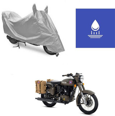 Atulit enterprises Two Wheeler Cover for Royal Enfield(Classic 500, Silver)