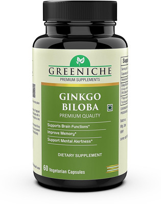 Greeniche Ginko Biloba for Healthy Brain Function, Supports Memory & Focus(60 No)
