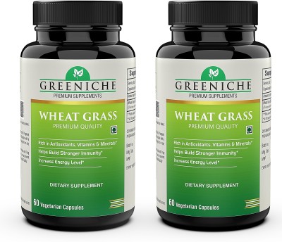 Greeniche Wheat Grass Superfood | Immunity, Detox & Overall Nutrition - 60 Caps (PACK OF 2)(2 x 60 No)