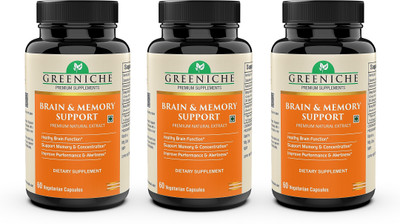 Greeniche Herbal Brain & Memory Support capsules for Mind Wellness – 60 Veg Caps (PACK OF 3)(3 x 60 No)