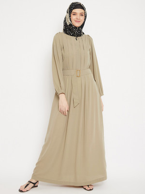 Momin Libas Polyester Solid Abaya(Beige)