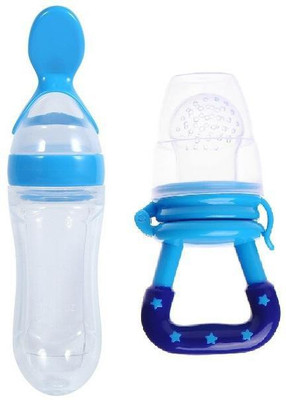 Little Fingers Squeeze Style Bottle Feeder with Dispensing Spoon and Fruit Feeder and Pacifier - Fresh Food Feeder, Infant Teether Nibbler Toys, for Toddlers & Kid- Combo of 2 (Blue) - 90 ml(Blue) Little Fingers Squeeze Style Bottle Feeder with Dispensing Spoon and Fruit Feeder and Pacifier - Fresh Food Feeder, Infant Teether Nibbler Toys, for Toddlers & Kid- Combo of 2 (Blue) - 90 ml(Blue)