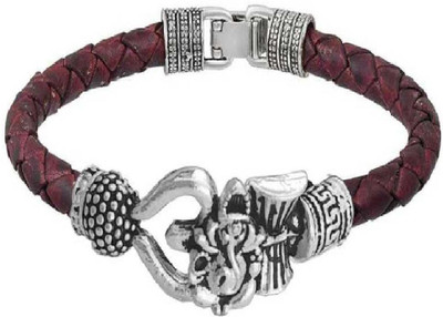 Gloxinia Brass, Leather Silver Kada