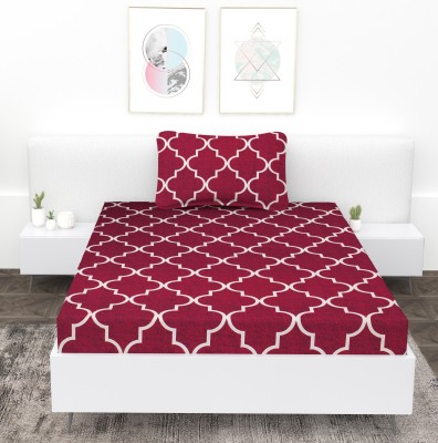 Vomzer 280 TC Microfiber Single Floral Flat Bedsheet(Pack of 1, Maroon)