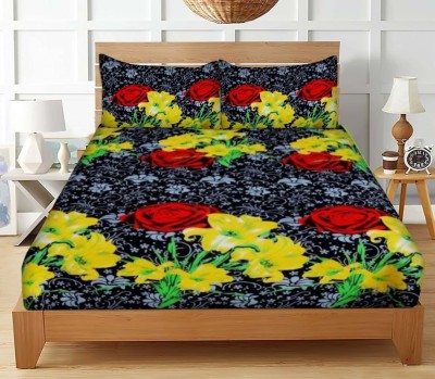 ABC Collection 144 TC Polycotton Double 3D Printed Flat Bedsheet(Pack of 1, Multicolor)