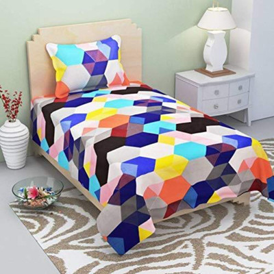JEBY 210 TC Cotton Single Printed Flat Bedsheet(Pack of 1, Multicolor)