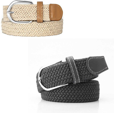 SPRINGY Men & Women Casual Beige, Grey Canvas Belt