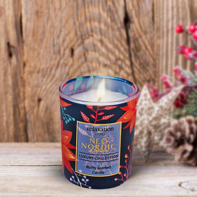 Kookee Scented Candle in Glass Jar, Relaxtion Neo Red Raspberry - 198g (40H Burning Time) Candle(Multicolor, Pack of 1)