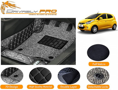 Drivably pro Leather 7D Mat For  Hyundai Eon(Beige, Black)