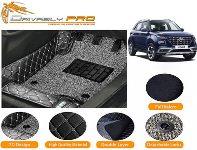 Drivably pro Leather 7D Mat For  Hyundai Venue(Beige, Black)