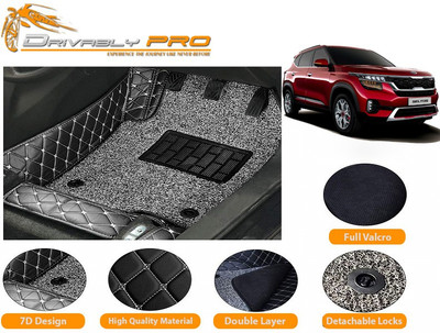 Drivably pro Leather 7D Mat For  Kia Seltos(Beige, Black)