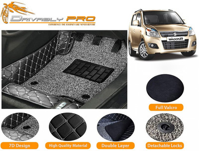 Drivably pro Leather 7D Mat For  Maruti WagonR(Black, Grey)