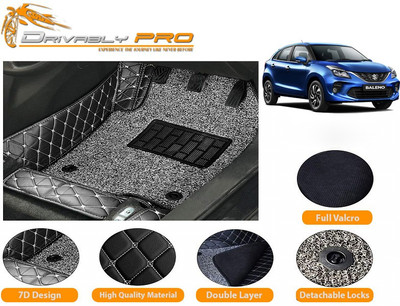 Drivably pro Leather 7D Mat For  Maruti Baleno(Beige, Black)