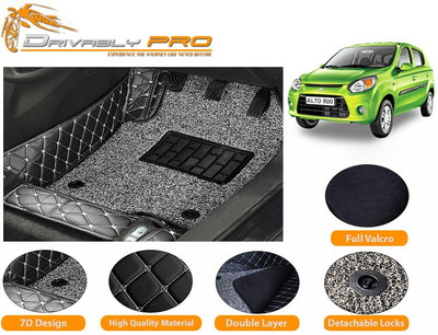Drivably pro Leather 7D Mat For  Maruti Alto 800(Beige, Black)