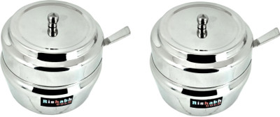 Rishabh Gold Steel Utility Container  - 300 ml, 300 ml(Pack of 2, Silver)