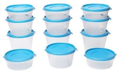 Cutting EDGE Plastic Grocery Container  - 1 L, 750 L, 500 L(Pack of 12, Blue, White)