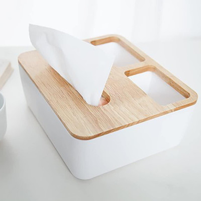 WANQLYN 3 Compartments Plastic Tissue Box Holder(White)
