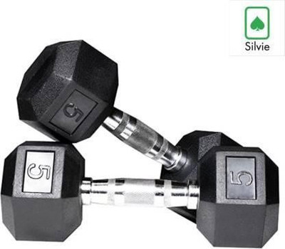 HACKERX Hex Dumbbell, 5 kgs, Pack of 2, Rubber Coated (For Men & Women) Fixed Weight Dumbbell(10 kg)