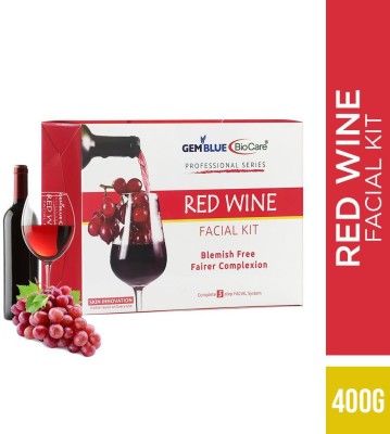 GEMBLUE BIOCARE Red Wine Facial Kit, 400gm, for Blemish Free Fairer Complexion, Suitable All Skin type, Complete Skin Care Kit(400 g)
