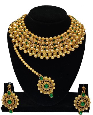 z.n. fashions Alloy Green, Gold Jewellery Set(Pack of 1)