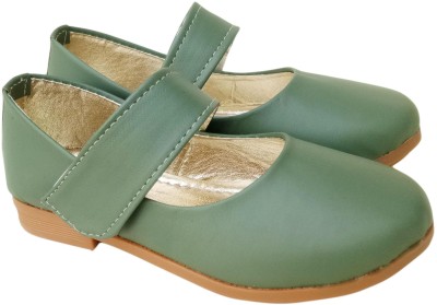 New latest Girls Velcro Ballerinas(Green)