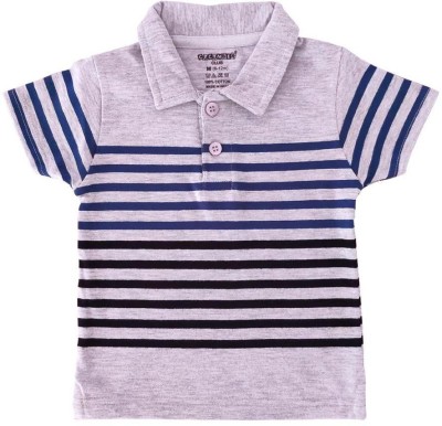 littlecarrot Baby Boys Striped Cotton Blend Regular T Shirt(Grey, Pack of 1)