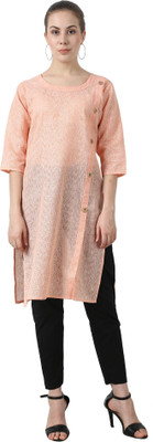 BIBO Women Solid Straight Kurta(Orange)