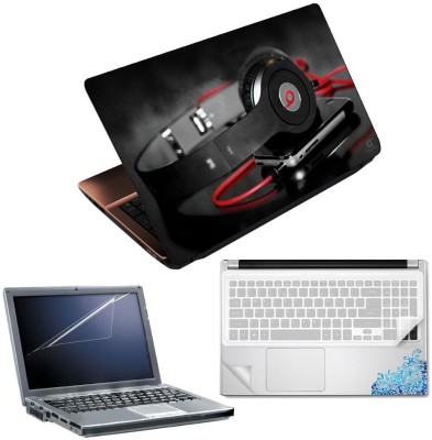 FineArts Headphone With Mobile 4 in 1 Laptop Skin Pack with Screen Guard, Key Protector and Palmrest Skin Combo Set(Multicolor)