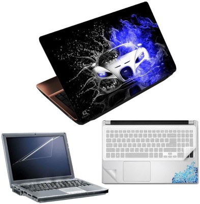 FineArts Car Water Effect 4 in 1 Laptop Skin Pack with Screen Guard, Key Protector and Palmrest Skin Combo Set(Multicolor)