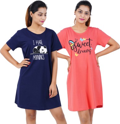 Buy That Trendz Women Nightshirts(Blue, Red)