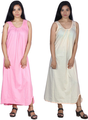 Rylie Women Nighty(White, Pink)