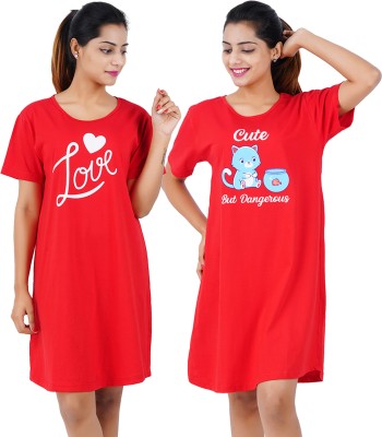 Buy That Trendz Women Nightshirts(Red, Red)