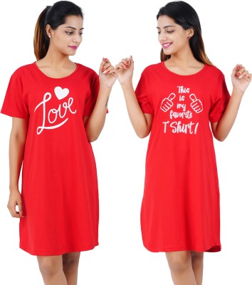 Buy That Trendz Women Nightshirts(Red, Red)