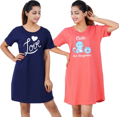 Buy That Trendz Women Nightshirts(Blue, Red)