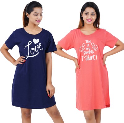 Buy That Trendz Women Nightshirts(Blue, Red)