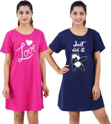 Buy That Trendz Women Nightshirts(Pink, Blue)